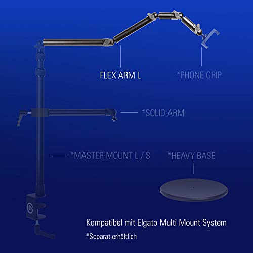 Elgato Flex Arm L, hochwertiger 4-gliedriger Gelenkarm für einfaches Befestigen und Anpassen von Beleuchtung, Kameras und Mikrofonen, für Streaming, Videokonferenzen, Studios, erfordert Kernkomponente – Bild 4