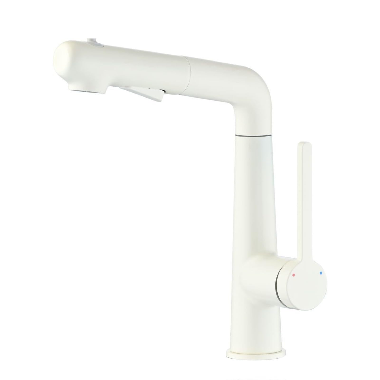 Fanjubei White Zinc Alloy Hot And Cold Pull-Out Basin Faucet,