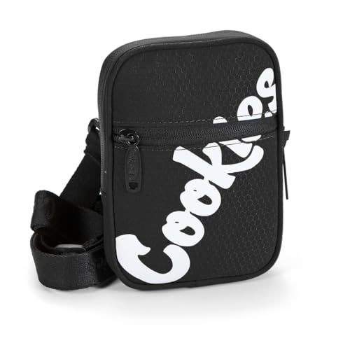COOKIES Honeycomb Utility Bag–Smell Proof Nylon Crossbody Small Bag with Removable Strap, 5 Zippered Compartments, Streetwear