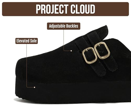 Image of Project Cloud 100% Genuine Leather Platform Sandals Women Footwear - Comfortable Womens Slides Memory Foam Insole - Non Slip Water-Resistant 3-Strap Wedge Sandals for Women 2026