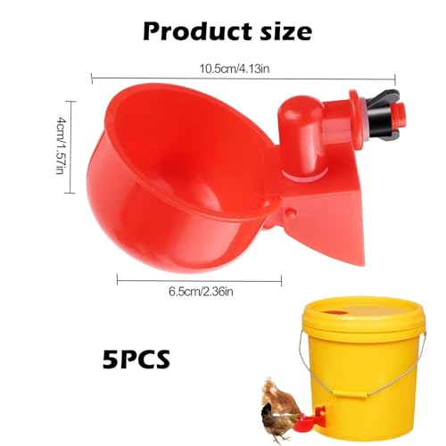 Image of 5 PCS Poultry Feeder and Drinker, Chicken Feeder and Drinker Set, Auto-Refill Water Cups for Hens and Ducks, Durable Poultry Farm Equipment, Bird Water Feeder Hanging, Easy Installation