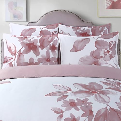 Majestic Giftware Madison Linen 8-Piece Full Size Duvet Bedding Set (BL101-F-5) | Brussels Beauty - Rose 300 Thread Count Cotton Sateen | 2 Fitted Sheets, 2 Duvets, 4 Pillowcases |Soft Bedding Set