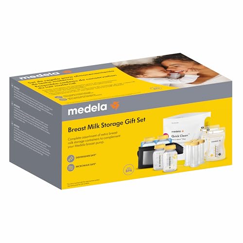 Image of Medela Breast Milk Storage & Cooler Gift Set Made Without BPA, with Bottles, Storage Bags, Microwave Sterilizer Bags, and Cooler Bag with Ice Pack