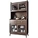 YT.JYUERI 68.8 '' Bufet boasteczka, kredens do przechowywania kuchni z 2 szufladami i 2 szklane drzwi przesuwne, do kuchni Dining Salon Room Office (Walnut)