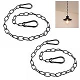Xiciki 2 Stück Kette Schwarz, 60cm Starke Metallkette mit Karabinerhaken, für Gartentore, Käfige & Sichere Aufhängungen