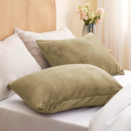 Image of BEDELITE Flannel King Size Pillow Cases Set of 2, Camel, 20x36 Inches