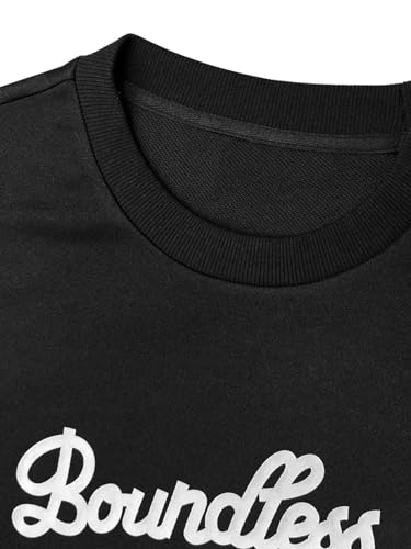 GORGLITTER Men's Loose Fit Letter Graphic Drop Shoulder T-Shirt Oversized Casual Long Sleeve Trendy Tee Tops3