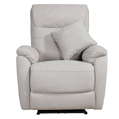 Image of Vero Relax 1 Seater Motorized Recliner Sofa - Dove Beige, Breathable Fabric, Soft & Padded, Extra Back Support, Eucalyptus Wood Frame, Semi Knockdown, 5-Year Warranty