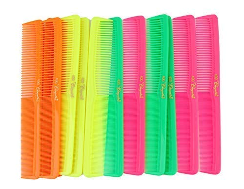 7 inch All Purpose Hair Comb. Hair Cutting Combs. Barber’s & Hairstylist Combs. Neon Mix. 12 Units.