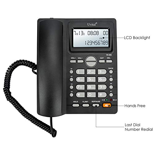 image for Uvital Desktop Corded Telephone, Hands-Free Calling, LCD Display, DTMF