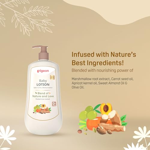 Image of Pigeon Baby Lotion with Marshmallow Root Extract, Carrot Seed Oil, Sweet Almond & Olive Oil - Soothing, Lightweight Moisturizer for Delicate Skin, No Paraben, Sulphate & Alcohol -500 ml