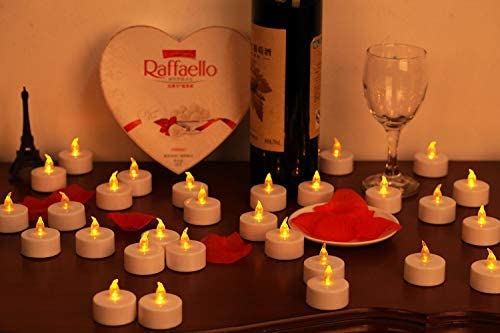 Oshine 100Pack Flameless Tea Light Candles Realistic Flickering:battery Long Lasting Warm White Light Lamp Operated Powered For Seasonal & Festival Celebrations(Warm Yellow Light #TOP1