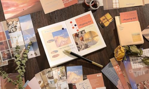 Image of RANDEN Sunset Journaling Kit, 346PCS Vintage Scrapbook & Stationery Set with Aesthetic Stickers, Ephemera Pack and Journal Supplies for Bullet Journals, Planners, Albums & Creative Crafts (Sunset)