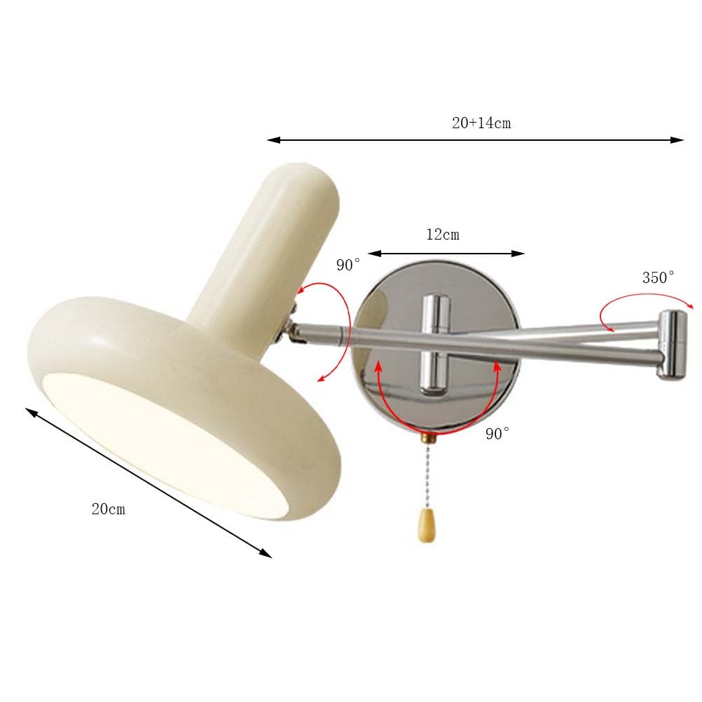 Langer Arm Drehung Wandleuchte mit Schalter Verstellbar Schwenkarm Wandlampe Moderne E27 Metall Nachttischlampe Wandbeleuchtung Weiß+Silber für Schlafzimmer Wohnzimmer（mit Leuchtmittel）