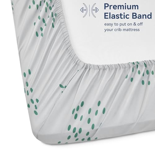 Image of TILLYOU Baby Crib Sheets for Boys Girls, Super Soft Toddler Bed Sheets, 2 Pack Sheets for Standard Crib Mattress 28x52in, Green Giraffes