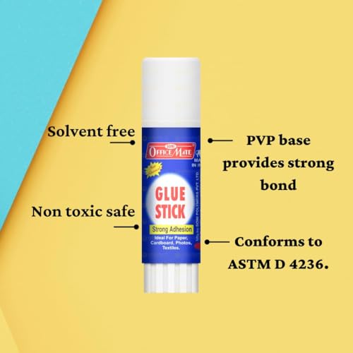 Image of Soni Officemate Glue Stick - 35gm | Pack of 3 | Strong-Hold, Quick-Drying PVP Adhesive | Multi-Purpose Use for School Projects, Art & Craft, DIY | Safe & Child-Friendly | Ideal for Office & Home Use