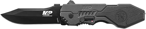 Smith & Wesson M.A.G.I.C. - Cerradura de revestimiento de apertura asistida plegable de 3.6 pies con borde dentado, hoja de acero inoxidable 4034