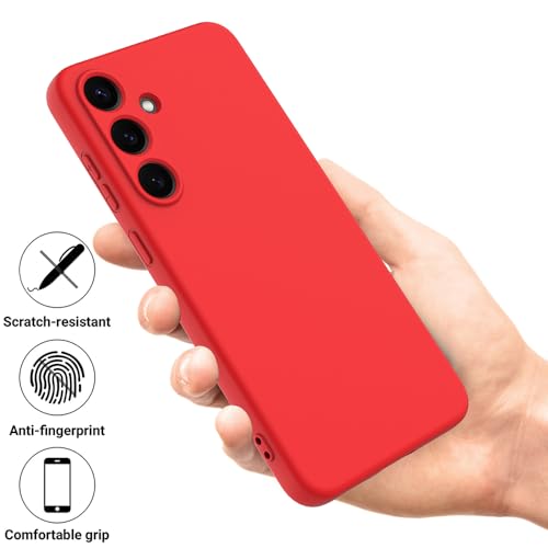 Image of Back Cover for Samsung Galaxy S25 FE 5G | Full Camera Protection | Premium Liquid Silicon Case | Flexible Bumper Case for Samsung Galaxy S25 FE 5G (Red)