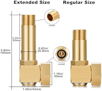 Garden Hose Reel Parts Fittings Extended length Swivel Elbow Connector Garden Hose Swivel Reel Replacement Parts Brass Replacement Part Increase Length (1 PCS)