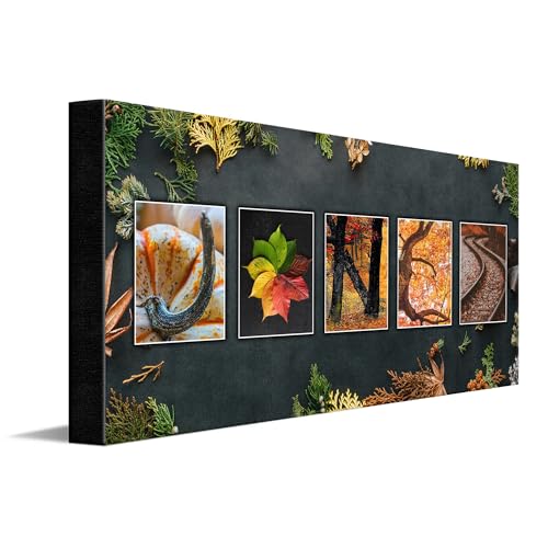 Personal-Prints AUTUMN Fall Nature Personal Name Art Gift | Autumn or Fall Decor Customized Gift (16"x32" Stretched Canvas)
