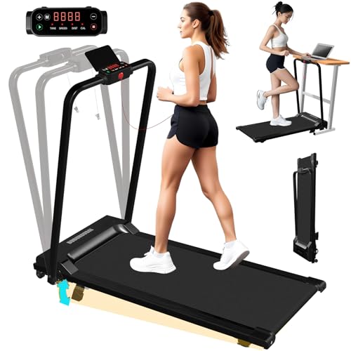 Foldable Treadmill with Manual Incline, 6.2 MPH Compact for Home Use, Features LED Monitor and...