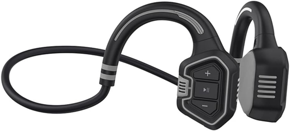 YODZ Bone Conduction Bluetooth Headphones IP68 Waterproof Sports Open Ear Wireless Earphones with Mic HD Stereo and 16G Storage, for Running Cycling Workout Hiking,Gray