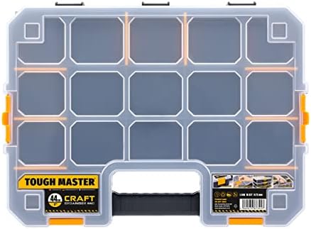 TOUGH MASTER 17-inch Stackable Storage Organiser for Screws, Nuts, Tools, Small Parts, Adjustable Compartments, black, TM-UPT-5022