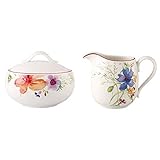 villeroy & boch 'mariefleur basic' tafel set 12 tlg Charmantes Milchkännchen mit verspieltem Blumendekor zum Ausschenken von Milch zu Kaffee oder Tee, Ideal für die festliche Kaffeetafel
