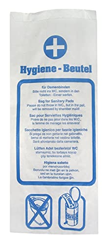 1000 Hygienebeutel aus Papier, Hygienebags für Tampons, Damenhygiene Beutel, Papier-Hygienebeutel, 12 x 4 x 28 cm Cover