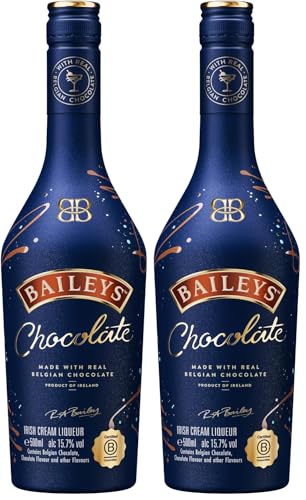 Baileys Chocolate Liqueur | Festive Gift | 15.7% vol | 50cl | Real Belgian Chocolate | Award-Winning | Great Over Ice or in Cocktails (Pack of 2)