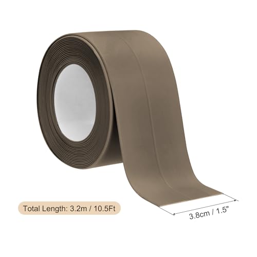 Image of uxcell 2 Rolls Caulk Tape, Caulking Strip Tape, 1.5 inch x 10.5Ft PVC Waterproof Self-Adhesive Sealing Tape for Kitchen Bathroom Toilet Sink Floor Corner Edge with Sealing Tool, Brown