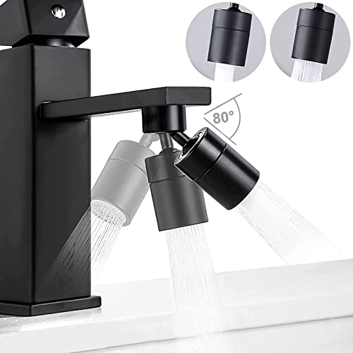Wasserhahn Luftsprudler Aufsatz, 360 Grad Drehbar Doppelfunktion Wasserhahn-Strahlregler perlatoren für wasserhähne, Booster Dusche & Wassersparhahn für Küche Bad Waschbecken (Schwarz) - Image 8