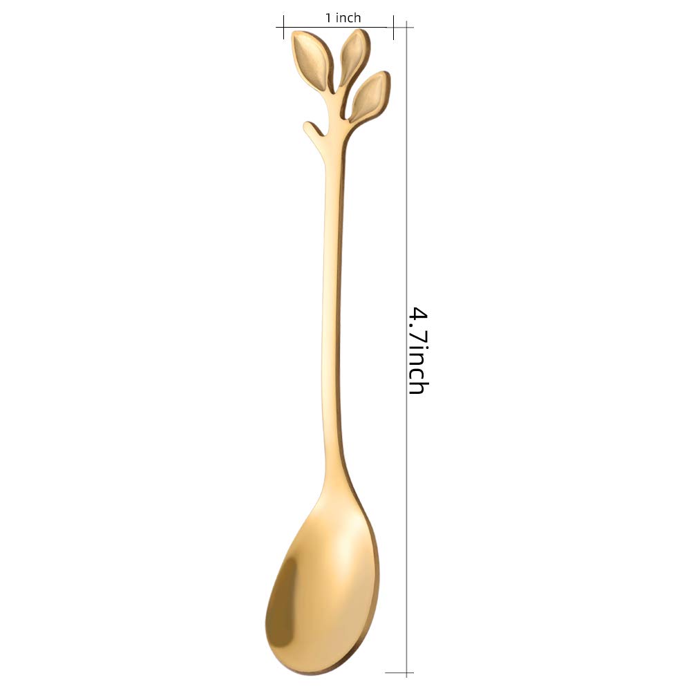 Set 20 Cucchiaini Dessert AnSaw A Forma Di Foglia – Acciaio Inox, 11,9 Cm, Eleganti Per Caffè E Cocktail
