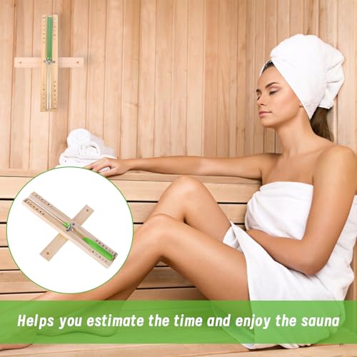 Sanduhr Sauna Zubehör,Sanduhr Sauna,Sauna Sanduhr Zubehör,Wandmontage Umweltfreundlich Sauna Sanduhr + 2 Edelstahl Schrauben,360° Drehbare Sauna Uhr Holz (15 Minuten)