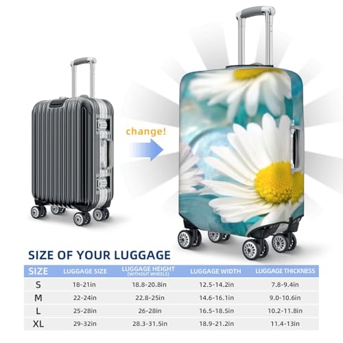 Daisy Flowers Print Luggage Cover For Suitcase,Washable Elastic Travel Suitcase Protector With Zipper Closure And Bottom Buckle – Fits 18-32" Luggage-Medium4