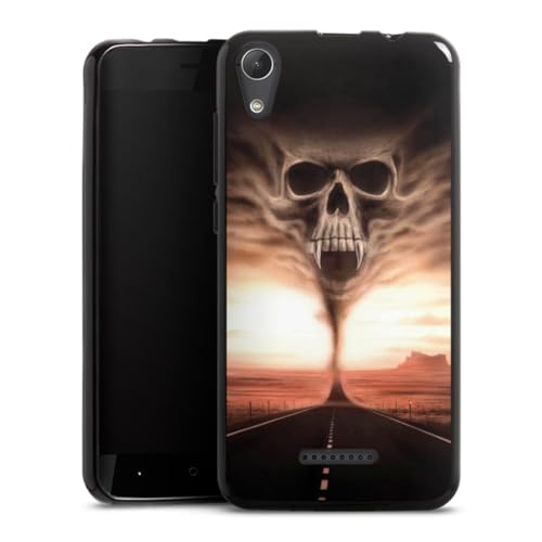 DeinDesign Coque en Silicone Compatible avec Wiko Lenny 4 Ã‰Tui Silicone Coque Souple Rue Tête de Mort Désert