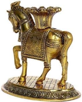 Fashion Bizz Decorative Metallic Feng Shui Horse Candle Holder/Vastu Gift Item/Good Luck Charm for Money,Success,Wealth,Career Interior/Living Room/Office/Table Decorative Showpiece-10 cm(Metal,Gold)