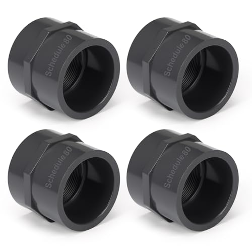 Image of 4 Pcs 2 Inch PVC Pipe Fitting Female Adapter Schedule 80 Socket x Npt Compatible with 835 Series Heavy Duty Industrial Grade Corrosion Resistant Plumbing Irrigation Connector for Water