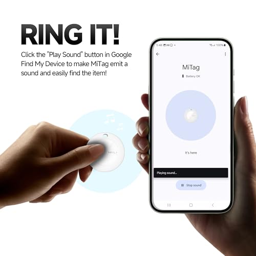 Image of MiTag Bluetooth Tracker for Android, Google Certified Key Finder /Luggage Tracker /Item Locator, Smart Tracking Tag Compatible with Google Find My Device App, White