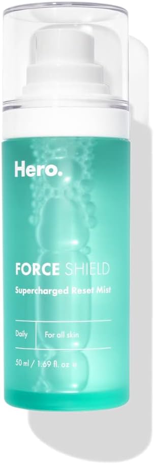 Hero Cosmetics Force Shield Supercharged Reset Mist - Clarifying On-the-Go Refreshing Face Mist with Totarol, Tea Tree and Rosemary - Non-irritating and No Drying Alcohols (50 ml)