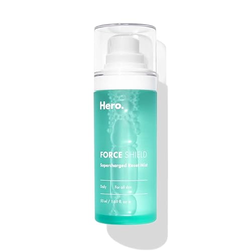 HERO COSMETICS Force Shield - Niebla de reinicio supercargada de aclaración sobre la marcha refrescante niebla facial con totarol, árbol de té y
