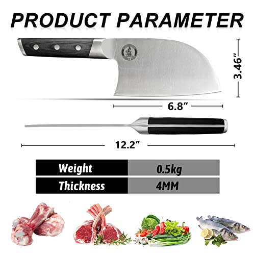 Kitory Super Heavy Duty Meat Cleaver K5S + 7 Inch Meat Cleaver Serbian Chef Knife -Mtd13 #TOP5