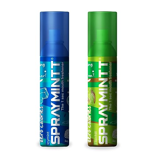 Spraymintt Mouth Freshener | Mukhwas | Breath Freshener | Oral Hygiene |175+ sprays of instant long lasting with Zero Calories Freshness | Elaichii flavour + Icymint flavour | 15g - Combo of 2