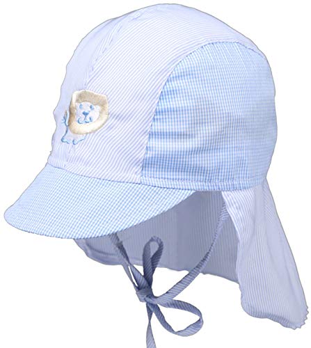 Fiebig Gorro de verano para niño con protección para la nuca León a rayas azules. 51