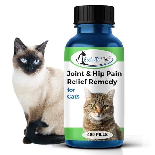 BestLife4Pets Cat Hip and Joint Supplement - Relief from Pain, Inflammation, and Injuries - Improve Mobility - No odor or Taste - All Natural Easy To Use and Swallow - Pills