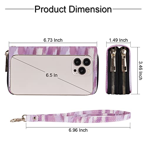 Image of XEYOU Double Zipper Long Clutch Wallet Cellphone Wallet for Women with Removable Wristlet Strap for Credit Card, Cash, Coin, Bill