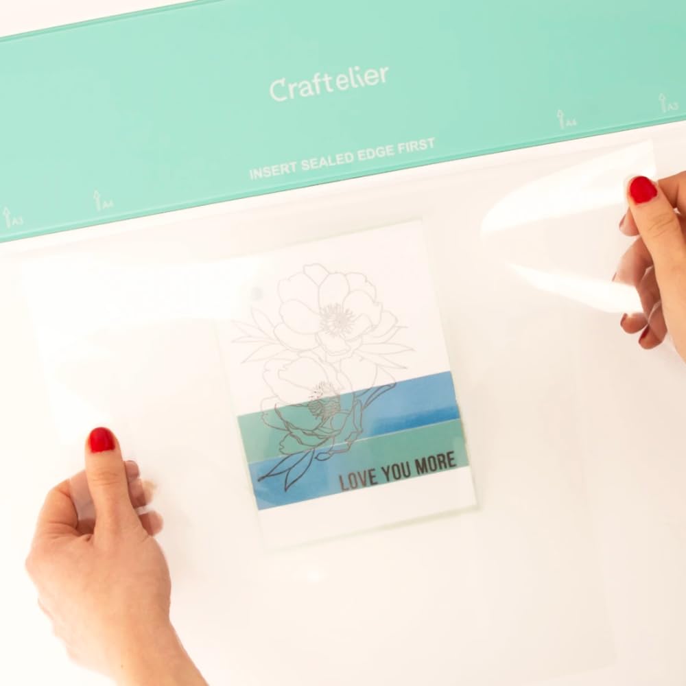 Craftelier - Plastificadora en Calor y Frío y Aplicadora de Foil, para Fundas de 80 a 125 micras, Selladora de Documentos de hasta 33 cm, Fácil Uso en Oficina, Casa o Escuela, Blanca y Menta