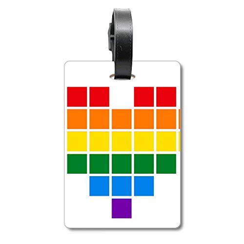 Étiquette de valise motif cœur arc-en-ciel pour bagage et sac