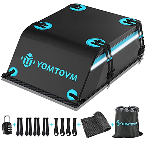 Rooftop Cargo Carrier Roof Bag,𝟮𝟭 𝗖𝘂𝗯𝗶𝗰 𝗙𝗲𝗲𝘁 𝐖𝐚𝐭𝐞𝐫𝐩𝐫𝐨𝐨𝐟 Roofbag Soft-Shell Carriers Top Luggage Storag,8 Reinforced Straps,4 Door Hooks,1 Anti-Slip Mat,Storage Bag,Luggage Lock #TOP6