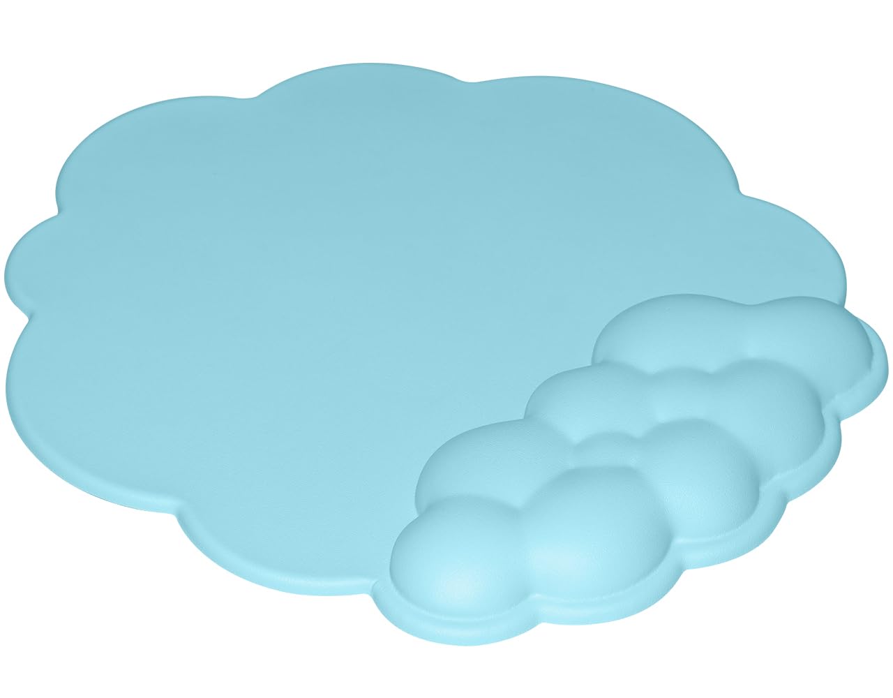 JIKIOU Mouse Pad Wrist Support with Leather Surface,Cloud Wrist Rest Mousepad with Memory Foam,Non-Slip PU Base Mouse Pad for Home Office Laptop Mac Easy Pain Relief (Cloud Blue)